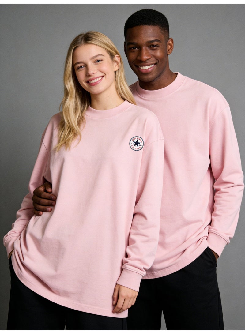 CONVERSE loose casual long-sleeved round neck T-shirt-suitable for both men and women, cotton sports shirt with logo, casual and fashionable street clothes in China. - Image 5